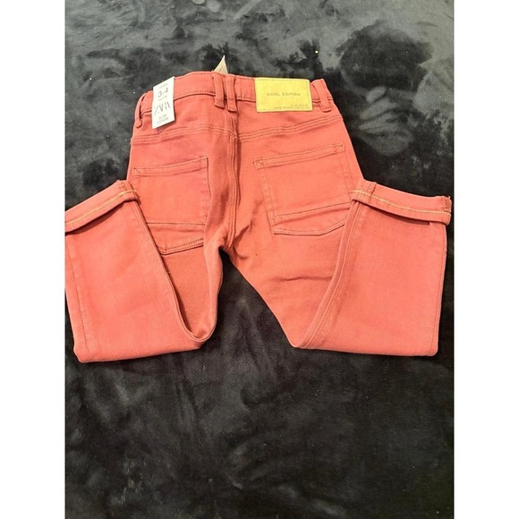 Zara Kids Cool Edition Slim Denim Jeans Coral Pink Salmon Size 3-4 104cm NWT - Picture 3 of 3